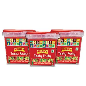 NILON'S Tooty Fruity - 150 g (Pack of 3) Cherry Fresh Fruit | Mix Tubs of Rose Meetha Pan & Pineapple | Sprinkles for Cakes & Ice-Creams| Tutti Frutti