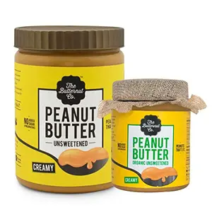 The Butternut Co. 1 Kg Creamy & 200 gm Organic Unsweetened Peanut Butter - 1.2 Kg Combo Value Pack