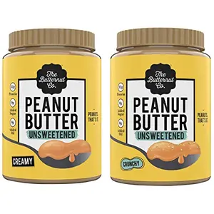 The Butternut Co. Peanut Butter Unsweetened Crunchy 1KG (No Added Sugar Vegan High ProteinKeto) + Peanut Butter Unsweetened Creamy 1KG (No Added Sugar Vegan High ProteinKeto)