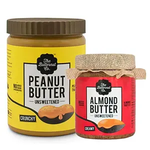 The Butternut Co. 1 Kg Crunchy Unsweetened Peanut Butter & 200 gm Unsweetened Almond Butter - 1.2 Kg Combo Value Pack