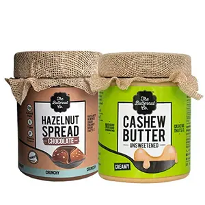 The Butternut Co. Cashew Butter Unsweetened & Chocolate Hazelnut Spread 200 gm Each - Pack of 2 (No Added Sugar Vegan High Protein Keto)