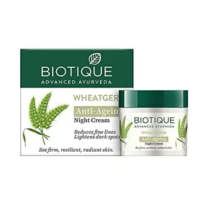 Biotique Wheat Germ Anti- Ageing Night Cream Reduces Fine Lines Lightens dark Spots 50g