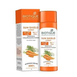 Biotique Sun Shield Carrot 40+ SPF UVB PA+++ UVA Sunscreen Ultra Protective Body Lotion 190ml