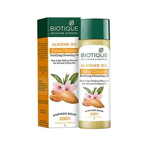 Biotique Almonmd Oil Deep Cleanse Purifying Cleansing Oil Face & Eye Makeup Remover For Normal to Dry Skin 120ml