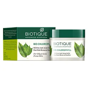 Biotique Bio Chlorophyll Oil Free Anti-Acne Gel & Post Hair Removal Soother For Oily & Acne Prone Skin 50G