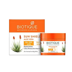 Biotique Sun Shield Aloe vera 30+ SPF UVB Sunscreen Ultra Protectective Face Cream 50g