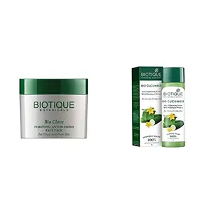 Biotique Bio Clove Purifying Anti Blemish Face Pack 75g And Biotique Bio Cucumber Pore Tightening Toner 120ml