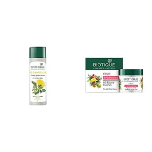Biotique Bio Dandelion Visibly Ageless Serum 190ml And Biotique Bio Fruit Whitening And Depigmentation & Tan Removal Face Pack 75g