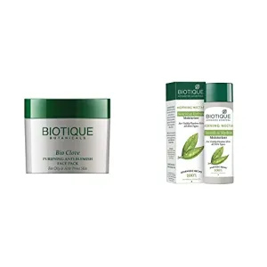 Biotique Bio Clove Purifying Anti Blemish Face Pack 75g And Biotique Morning Nectar Flawless Skin Lotion for All Skin Types 190ml