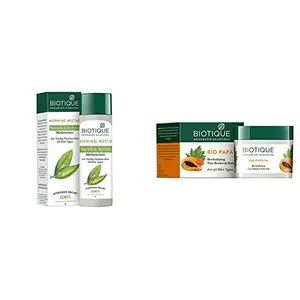 Biotique Morning Nectar Flawless Skin Lotion for All Skin Types 190ml And Biotique Bio Papaya Revitalizing Tan Removal Scrub 75g