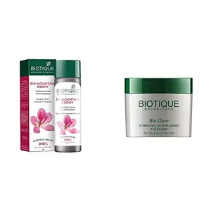 Biotique Bio Mountain Ebony Vitalizing Serum For Falling Hair Intensive Hair Growth Treatment 120ML And Biotique Bio Clove Purifying Anti Blemish Face Pack 75g