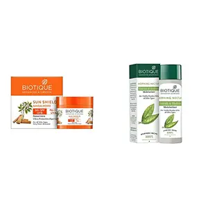 Biotique Bio Sandalwood Face & Body Sun Cream Spf 50 Uva/Uvb Sunscreen For All Skin Types In The Sun and Biotique Morning Nectar Flawless Skin Lotion for All Skin Types 190ml
