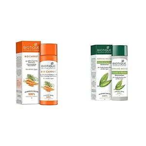 Biotique Bio Carrot Face & Body Sun Lotion Spf 40 Uva/Uvb Sunscreen For All Skin Types In The Sun 120Ml And Biotique Morning Nectar Flawless Skin Lotion for All Skin Types 190ml