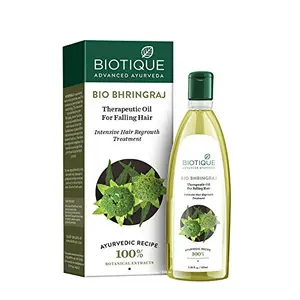 Biotique Bio Bhringraj Therapeutic Hair Oil for Falling Hair Intensive Hair Regrowth Treatment 100ml