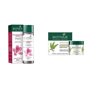 Biotique Bio Mountain Ebony Vitalizing Serum For Falling Hair Intensive Hair Growth Treatment 120ML And Biotique Bio Wheat Germ FIRMING FACE and BODY NIGHT CREAM For Normal To Dry Skin 50G