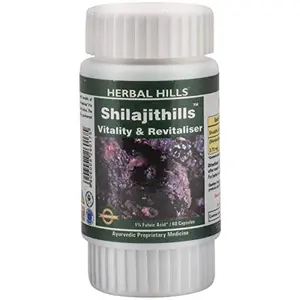 Herbal Hills Shilajithills Shilajit Capsule Vitality and Revitaliser 375mg (60 Capsules)