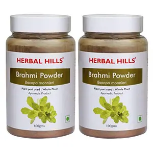 HERBAL HILLS Brahmi Powder - 100g Each (Pack of 2) - Bottle