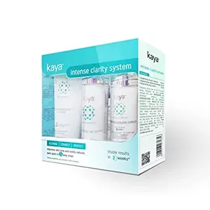 Kaya Intense Clarity System | 3 Step Brightening Kit | Contains Brightening Cleanser + Pigmentation Reducing Cream + Day Cream With SPF | 180ml