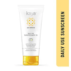 Kaya Daily Use Sunscreen SPF30 PA++++ | Contains Niacinamide | PABA Free | Non Greasy Formula | All Skin Types | 75ml