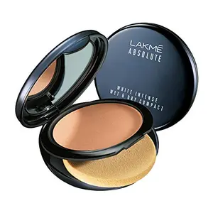 Lakme Absolute White Wet & Dry Compact Powder Golden Light SPF 17 Long Lasting Face Makeup for a Natural Glow -Foundation Powder for Women 9 g