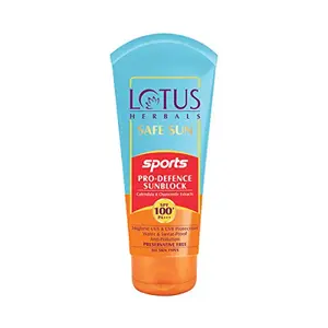 Lotus Herbals Safe Sun Sports Pro-Defence Sunscreen Cream SPF 100 PA+++ Sweat & Waterproof Preservatives Free 80g