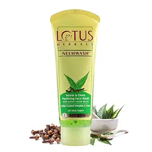 Lotus Herbals Neemwash Neem & Clove Ultra Purifying Face Wash With Active Neem Slices | Suitable For Oily To Combination Skin | For Acne Prone Skin | 120ml