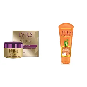 Lotus Herbals Youth Rx Anti-aging Skin Care Range â Lotus Herbals Youth Rx Anti-Aging Transforming Cream â SPF 25 PA +++- 50g And Lotus Herbals Safe Sun 3-In-1 Matte Look Daily Sunblock SPF 40 100g