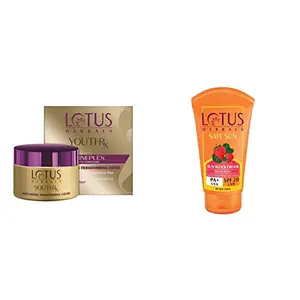Lotus Herbals Youth Rx Anti-aging Skin Care Range â Lotus Herbals Youth Rx Anti-Aging Transforming Cream â SPF 25 PA +++- 50g And Lotus Herbals Safe Sun Block Cream SPF 20 50g