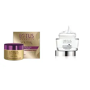 Lotus Herbals Youthrx Anti-Ageing Tranforming Creme 50g & Herbals Whiteglow Skin Whitening And Brightening Massage Creme 60g Combo