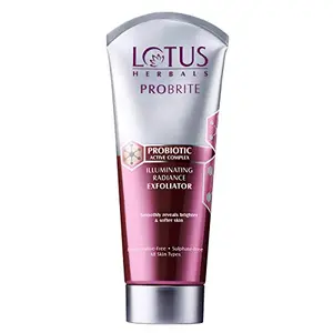 Lotus Herbals Probrite Illuminating Radiance Exfoliator | Softens Skin | Preservative Free | Sulphate Free | For All Skin Types | 100g
