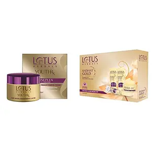 Lotus Herbals Youth Rx Anti-aging Skin Care Range â Lotus Herbals Youth Rx Anti-Aging Transforming Cream â SPF 25 PA +++- 50g And Lotus Herbals Radiant Gold Cellular Glow Facial Kit 170g