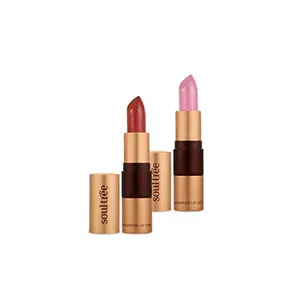 SoulTree Ayurvedic Lipstick Rich Earth 777 & Nude Pink 500 4gm each Combo Pack