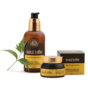 SoulTree Nutgrass Face Wash (120ml) & Anti-Wrinkle Cream (60gm) Combo Pack