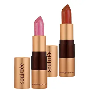 SoulTree Ayurvedic Lipstick Sunshine 655 & Copper Mine 213 4gm each Combo Pack