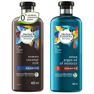 Herbal Essences Bio:renew Coconut Milk Shampoo 400ml & bio:renew Argan Oil of Morocco Shampoo 400ml Combo