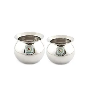Coconut Stainless Steel Balloon/Containers/Handi/Pongal Pot - Set of 2 Qty (1500ML & 2500ML)
