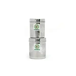 Coconut Stainless Steel Floral Deep Dabba/Container/Storage/Utility Box- Pack of 2 (1000 ML & 1500 ML - Each 1 Piece)