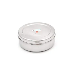 coconut Stainless Steel Storage Container Papad Box/Chapati Box/Fridge Box/Utility Box - 1500 ml (Container 1-9.5 Inches Width & 3 Inches Height)
