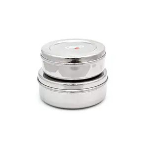 coconut Stainless Steel Storage Container Box -1500 ml & 1850 ml (Container Set of 2 -Container 1-9.5 Inches Width & 3 Inches Height Container 2-10.5 Inches Width & 3 Inches Height respectively)