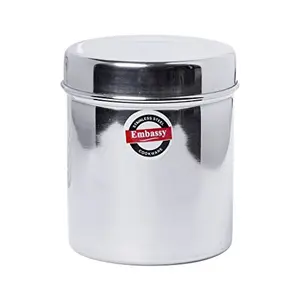 Embassy Stainless Steel Deep Dabba/Canister - Pack of 2 (450 ml Each; Size 8 Small)