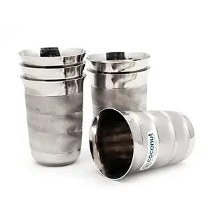 Coconut Stainless Steel Glasses - Set of 6 - Capacity 320ML Each Glass