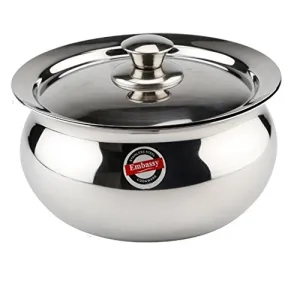 Embassy Minto Pongal Pot/Cook-n-Serve Dish 2200 ml Size 2 (Stainless Steel)
