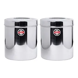 Embassy Stainless Steel Deep Dabba/Canister - Pack of 2 (3000 ml Each; Size 14 Big)