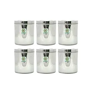 Coconut Stainless Steel Plain Deep Dabba/Container/Storage/Utility Box - Pack of 6 Containers (500ML Each)