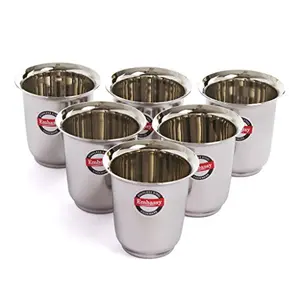 Embassy Stainless Steel Mayuri Coffee Glass/Tumbler Pack of 6 Size 2-150 ml/Glass
