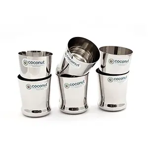 Coconut Stainless Steel Mini Glasses Ideal for Tea/Coffee - Set of 6 - Capacity - 170 ML Each Glass