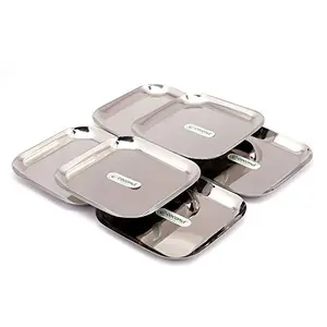 coconut Stainless Steel Square Plate Diameter - 20Cm - Set of 6