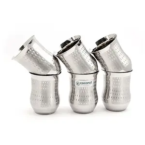Coconut Stainless Steel Glasses - Set of 6 (Capacity -350ML Each Glass)