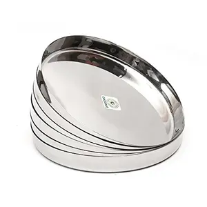 coconut Stainless Steel Dinner Plate/Thali - 6 Qty - 11 Inch