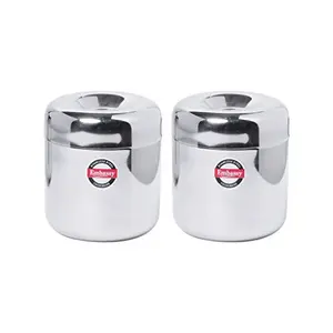 Embassy Stainless Steel Apple Deep Dabba/Canister - Pack of 2 (400 ml Each; Size 8 Medium)